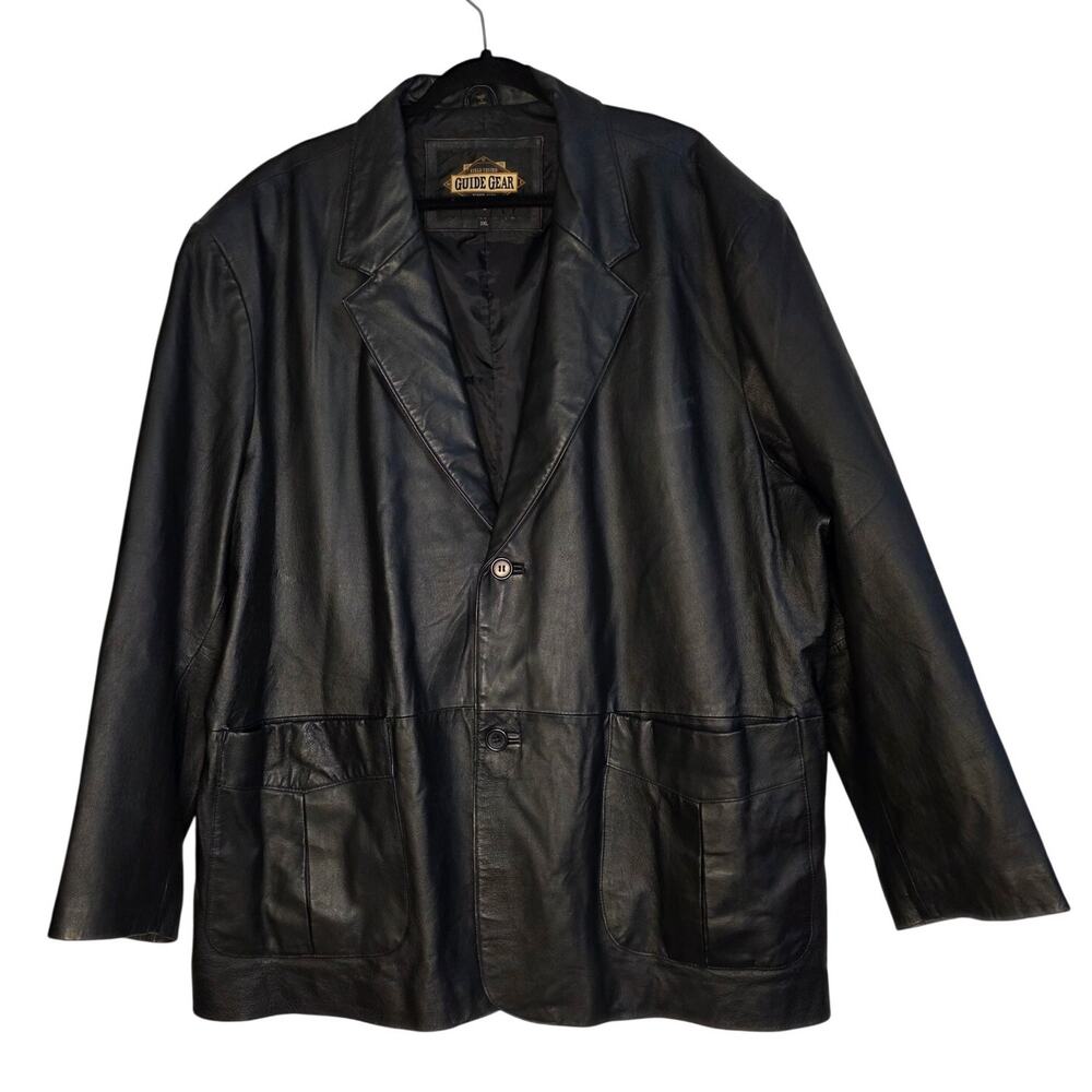 Guide Gear Black 100% Leather black blazer Jacket size 3XL